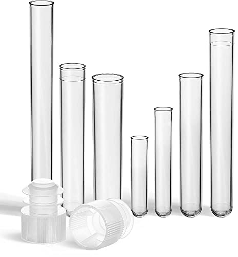 Tuuters 100 Stück Plastik Reagenzgläser mit Verschluss Röhrchen aus Kunststoff (100x Ø 16mm) Plastikröhrchen