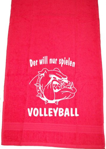 Der Will nur Spielen - Volleyball; Handtuch Sport, rot