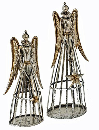 Engel mit Stern silber antik 71 cm (960035) Weihnachtsengel Weihnachtsdeko