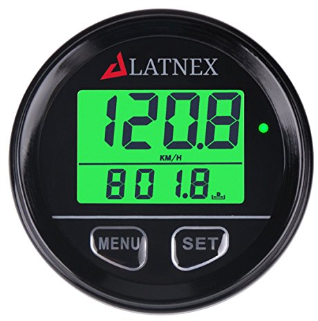 LATNEX® Compteur de vitesse GPS Odomètre étanche avec affichage numérique vert rétroéclairage universel adapté ATV-UTV-MARINE-bateaux-moto-voiture-vélo-voiture-voiture