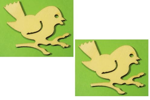 Boutique d'isacrea Applique, Holz, Sperrholz, verleimt: Vogel, 59 x 40 mm, Dicke 1,5 mm