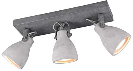 meineWunschleuchte Industrial Deckenstrahler 3-flammig mit Lampenschirmen aus Beton, Länge 35cm