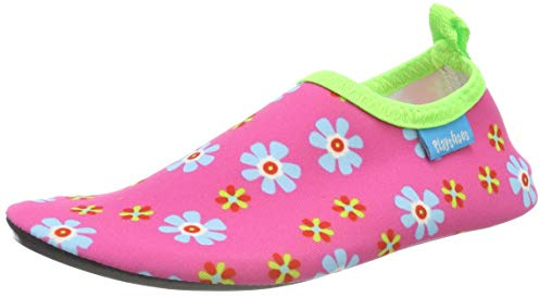 Playshoes Unisex Children's Barefoot Shoes, Pink Flowers, 2/3 UK
