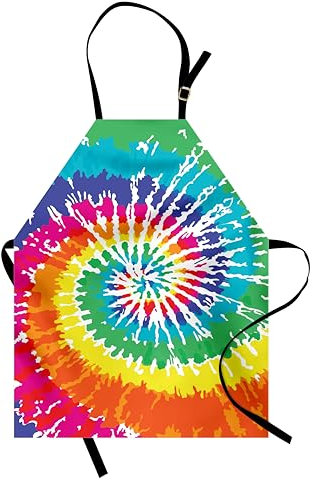 ABAKUHAUS Regenbogen Kochschürze, Regenbogen-Krawatten-Effekt, Unisex-Küchenlätzchen mit verstellbarem Hals für Kochen Gartenarbeit, 67 cm x 80cm, Mehrfarbig Weiß