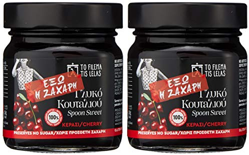 To Filema Tis Lelas Cherry Spoon Sweet,2x240g | Handmade Greek Fruit Preserve, No Added Sugar, Vegan & Gluten Free, Traditional Artisan Dessert