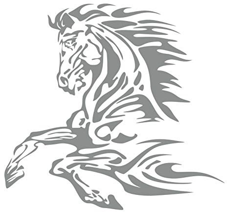 kleb-Drauf | 1 Pferd | Grau - matt | Autoaufkleber Autosticker Decal Aufkleber Sticker | Auto Car Motorrad Fahrrad Roller Bike | Deko Tuning Stickerbomb Styling Wrapping