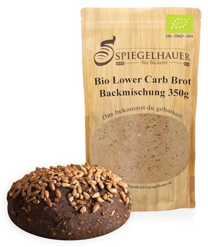 Bäckerei Spiegelhauer Bio LOWER-CARB-BROTBACKMISCHUNG 3 x 350 g Eiweißbrot aus glutenfreien Rohstoffen vegan mehlfreies Brot I Backmischung ohne Hefe