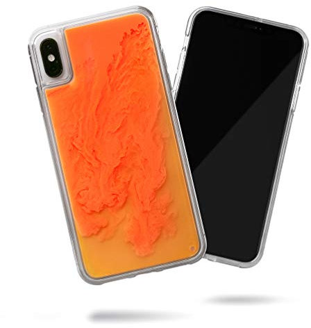 SteepLab Flowing Neon Sand Liquid iPhone Xs Max Case (6.5 Screen) - Full Body Protection with Raised Bezel - Orange Soda