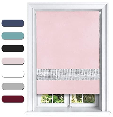 Lister Cartwright Diamante Roller Blinds For Windows - 60 x 165 CM - Easy to Fit Blackout Roller Blinds with Child Safety Included - Pink Color