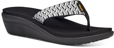 Teva Damen Voya Wedge Sandale, Paint Tracks Black/White, 39 EU