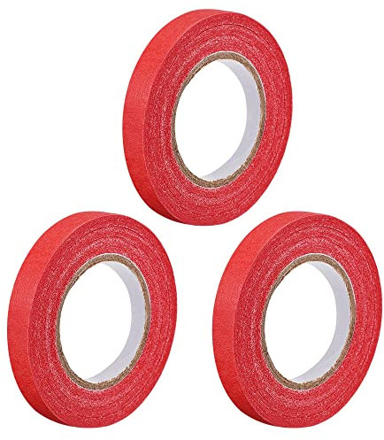 sourcing map 3 rollos de cinta adhesiva para pintores, 10 mm de ancho, 20 m, color rojo