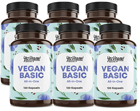 Vegan Complex - Vitamin B12 K2 D3 Eisen Zink Selen und Omega 3 vegan - 120 Kapseln - speziell für Vegetarier und Vegan - Supplements (6x 120 Kapseln)