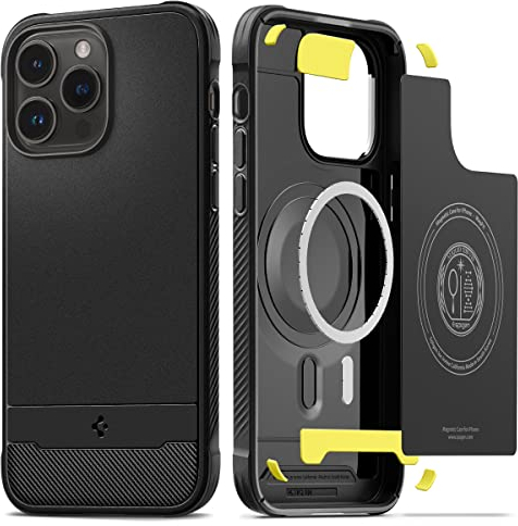 Spigen Rugged Armor MagFit Case for iPhone 14 Pro, Compatible with MagSafe Accessories - Matte Black