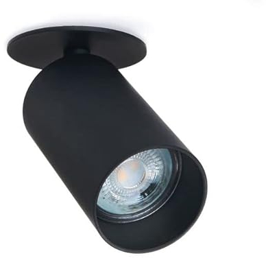 LumenTEC LED Einbaustrahler, 1-flammig LED Einbauspot Dreh und Schwenkbar Rund Aluminium ideal für LED Lampen + GU10 Fassung (Lungo 1x Schwarz)