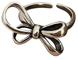 URFEDA Schleifen Ring 925 Sterling Silber Ring Jahrgang Bowknot Knot Hochzeitsringe Paar Ringe Offene Ring Verstellbar Eheringe Verlobungsring Trauringe Liebesknoten Partnerring Geschenke für Frauen