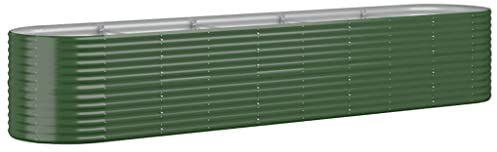 vidaXL Lit Surélevé de Jardin Pot à Fleurs Boîte à Plantes Lit Surélevé Patio Terrasse Extérieur Acier Galvanisé 368x80x68 cm Vert