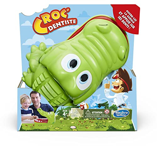 Hasbro Gaming Croc' Zahnarzt, Beiß-Überraschungs-Brettspiel für 2-4 Spieler, für Vorschulkinder (Niederländische Version)