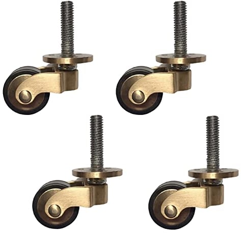 Ruedas de latón macizo, ruedas giratorias para muebles de 1 pulgada, ruedas de goma resistentes para sofás, mesa de café, accesorios de estilo tornillo, con tornillos, carga de 400 libras de 4pcs