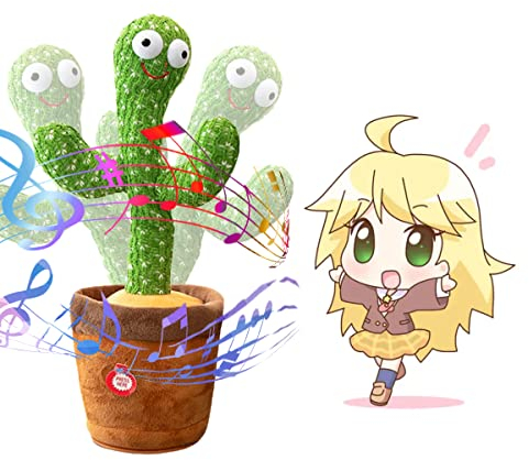 Jouet de Mignon Cactus Dansant, Luminescent Cactus Qui Parle Cactus Qui Repete Ce Qu on Dit Jouet Cactus Qui Repete Cactus Peluche Dansant pour Enfants Adultes, Cactus Qui Danse et Chante,Hauteur 35cm