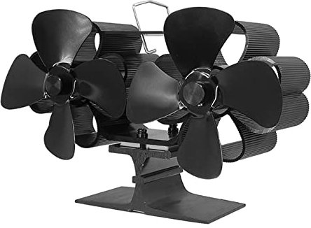 ATAAY Ventilateur de cheminée Noir Ventilateur de poêle à Double tête Poêle à Bois Brûleur à Bois Ventilateur Domestique Silencieux Distribution Efficace de la Chaleur