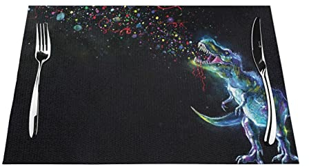 Dinosaurier-Platzdeckchen, PVC, gewebt, hitzebeständig, rutschfest, hitzebeständig, leicht zu reinigen, 45,7 x 30,5 cm