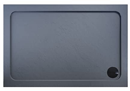 ELEGANT Rectangular 1200 x 700 x 40mm Grey Stone Tray for Shower Enclosure Cubicle + Waste Trap