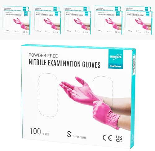 EUROPAPA® 1000x Nitrilhandschuhe Einweghandschuhe puderfrei Untersuchungshandschuhe EN455 EN374 latexfrei Einmalhandschuhe Handschuhe in Gr. S, M, L & XL verfügbar (Rosenrot, S)