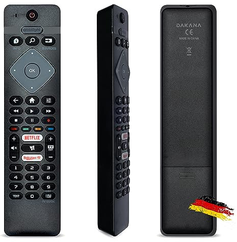 Dakana Fernbedienung für Philips Fernseher BRC0884301/01 – Vorkonfiguriert, sofort einsatzbereit, kompatibel mit Philips 4K UHD TV 43PUS6504, 65PUS6554, 70PUS6504 und weiteren Modellen