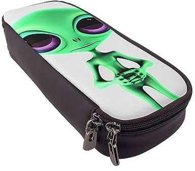 Federmäppchen Grün Alien Gedruckt Große Kapazität Bleistift Fall Bleistift Tasche Einfache Schreibwaren Organizer für Büro Reise Halter Box, Green Alien, Einheitsgröße, Make-up-Tasche