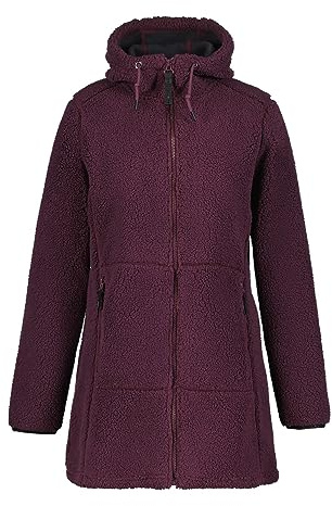 Icepeak Agra Fleecejacke für Damen mit verschließbaren Taschen und Einer Kapuze, Farbe:Weinrot, Größe:S