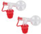 Fackelmann 9910750 Lot de 2 doseurs à Alcool, Boule pour Dosage d'alcool, Bec doseur pour Bouteille, Bouchon doseur 2,5 cl, Bouchon verseur, Plastique, Rouge, 9 x 7 cm