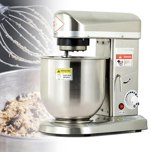Electric Stand Mixer, 5L/7L/10L Commercial Food Mixer with Pulse Kitchen Multi-Function Mixer, 3 Speeds Tilt-Head Cake Mixer with Stainless Steel Bowl, Dough Hook, Whisk, Beater,5L