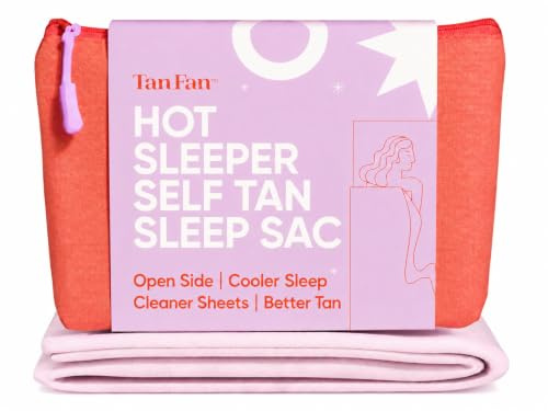 Tan Fan Self Tan SleepSac - Open Side w Top Sheet for Partial or Full Cover - Keeps Sheets Clean - Cool Silky Lightweight Poly - Kick Off (Pink)