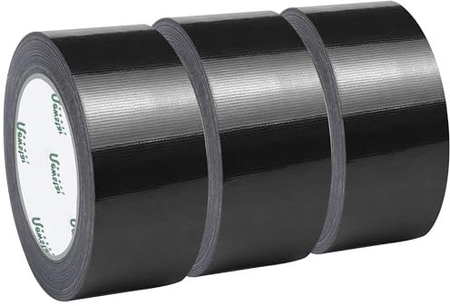 Baimuni Cinta Americana Negra, 50 mm x 30 m Cinta adhesiva de tela súper, Cinta aislante resistente e impermeable, Duct Tape para Reparar, Fijar, Agrupar, Reforzar o Sellar en exteriores, 3 Rollos