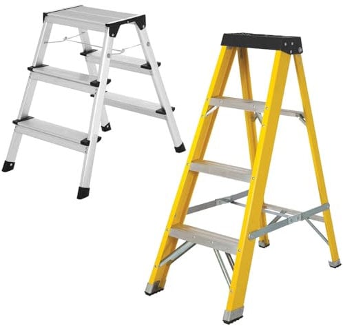 Excel Heavy Duty Fibreglass 3 Tread Ladderwith 3 Step Hop UpLadder, Heavy Dutyladder, foldableladder, folding step ladderlightweight step ladder, 3 Step Hop UpLadder, Compact design