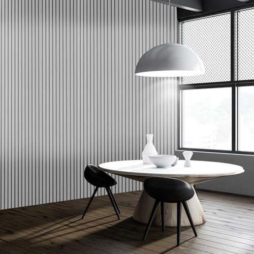 Anttyscar Grey Wood Slats Wallpaper Grey Wood Panel Effect Wallpaper for Living Room Bedroom Hallway Stairs Lounge Hall Reception Walls Furniture