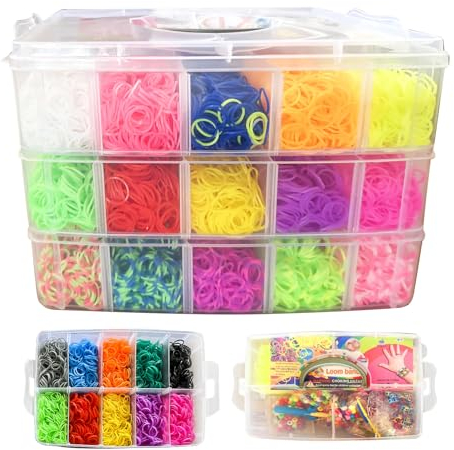 Savieva Loom Band Kit, 15000PCS Loom Rubber Bands in 28 Colors with Storage Box, DIY Friendship Bracelet Making Kit for Kids Christmas Gifts, Girls Birthday Presents