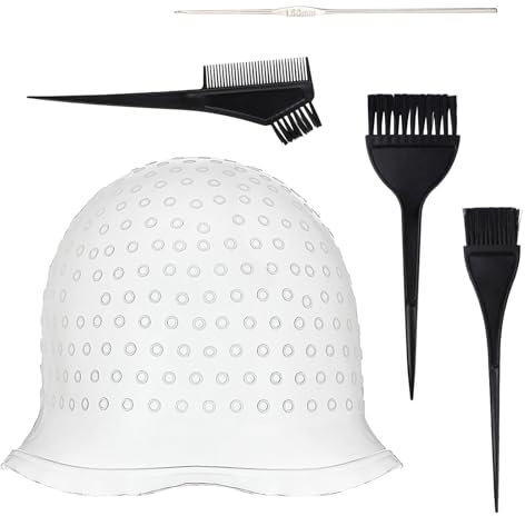 5-Piece Set Highlighting Cap, Highlight Cap, Highlighting Kit, Hair Highlighting Kit, With Hair Dye Brush Professional Salon Men'S And Women'S Silicone Hairdressing Tools