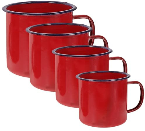 Amosfun 4 Stück enamel mug easy putz water glasses water cup Trinkgeschirr aus Emaille -Fensteraufkleber Kaffeebecher Reisekaffeetasse kleine Tassen aus Emaille Kaffeetassen rot