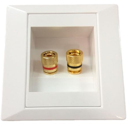 Home Theater Wall Plate -Two Sockets Gold Plated Speaker Wall Plate | Multimedia Speaker Boxes Junction Box Wall Plate with Banana Plug Sockets, Lightweight High-Performance Audio Wall Plate for 1 Spe