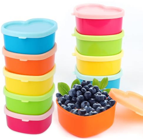 TAIXING 10er-Set Kunststoff Gefrierdosen Klein, Kleine Snack-Aufbewahrung | Kleine Gefrierdosen 5 Farben, Mini Dosen mit Deckel, Gefrierdosen Klein für zur Aufbewahrung von Snack Obst
