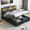 Ravas 140 * 200CM Polsterbett Lederbett mit Gasstab-Speicherschicht,(APP-Steuerung) RGB-Farblicht einstellbar,Doppelbett Bettgestell mit Lattenrost aus Holzrahmen & USB-Ladestation für Schlafzimmer