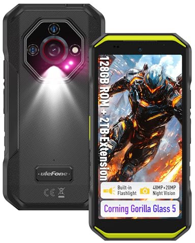 Ulefone Armor X32 Rugged Phone, 12GB+128GB/2TB TF, 48MP+20MP Night Vision, 5.65 Corning Gorilla Glass Tough Screen, MTK G91 4G 3-Card Slot Android 14 IP68 Outdoor Smartphone SIM Free Unlocked, Green