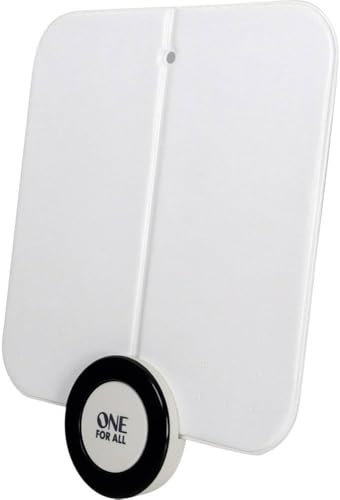 One For All Ultra Flat Amplified Indoor Digital TV Aerial - Ready to receive Freeview and Analogue TV Signals within a range of 15 miles – Full HD Ready - HDTV Antenna – UHF/VHF – white – SV9215