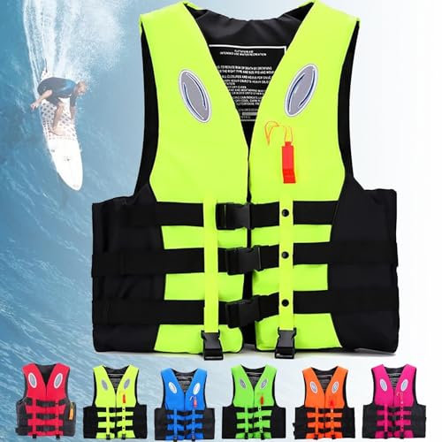 LUIVZD Swim Jacket - Rettungsweste for Erwachsene und Kinder, Auftriebshilfen for Paddleboards, verstellbare Schwimmweste mit Pfeife und Reflektorstreifen(Yellow,S)
