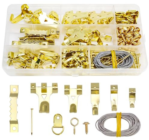 282 Piezas Colgar Cuadros, Ganchos de Metal para Colgar Cuadros, Ganchos para Colgador Cuadros Kit para Pintura, Casa, Oficina, Colgar para Lienzo, Reloj, Espejo