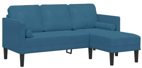 vidaXL Sofa Set Blau 173 x 131 x 67 cm Samt, Stylische Gartensofa, rechteckig, Bequeme Kissen, wetterfestes 4-Sitzer Möbel für die Terrasse