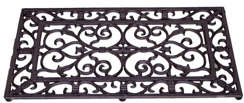 Darthome Rectangle Scroll Cast Iron Doormat 58x34cm Metal Victorian Heavy Duty Entrance Non Slip