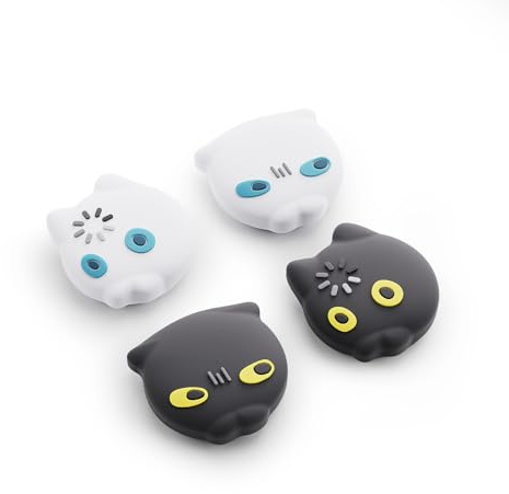 GeekShare Silikon Joystick Kappen für Switch 2, Joystick Schutzzubehör, Thumbstick Grip, rutschfeste, Komfortablem (4 Stück) (Lade-Katze)