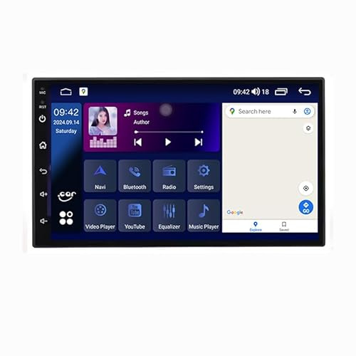 7-Zoll Auto GPS Navigator für Android Auto & CarPlay Kompatibel - Android 10.0 mit WiFi, Wireless, GPS, Dual Kamera Unterstützung, 4GB RAM/64GB ROM, QLED Touchscreen für Lenkrad